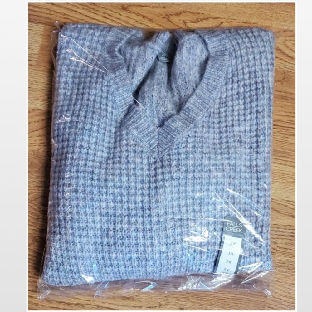 New Falls Creek Sweater Womens Plus 3X Hi Low Purple Grey Ombre Fuzzy Knit NWT - Picture 16 of 16